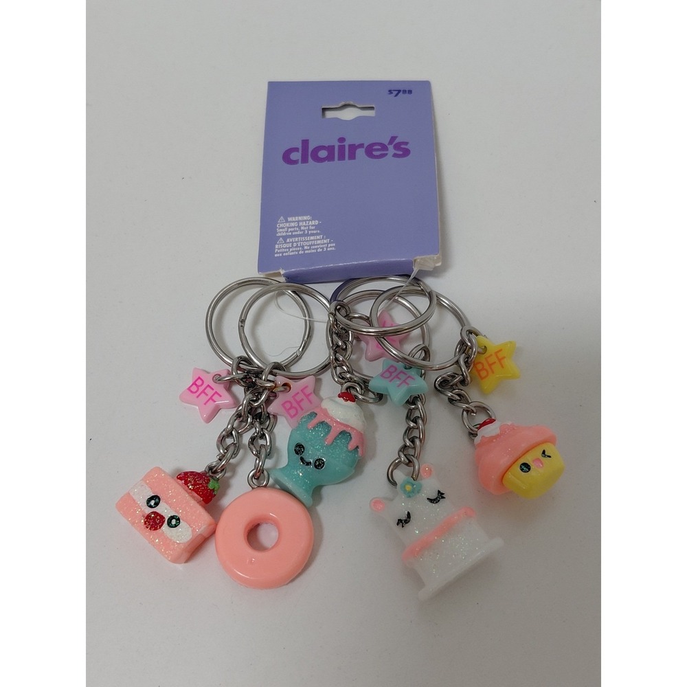 Claire's BFF Sweet Treats Keychain Set 5 Pack Glitter Food Charms New